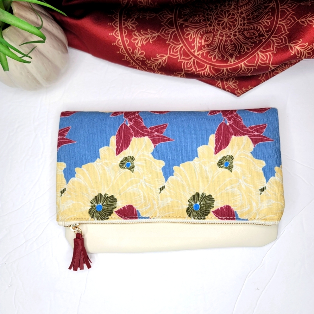 Rachel Pally Foldover Clutch Blue Floral